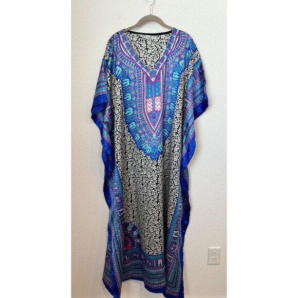EY Signature Women's Floral Colorful Kaftan Dress One Size Made in India - Picture 1 of 10